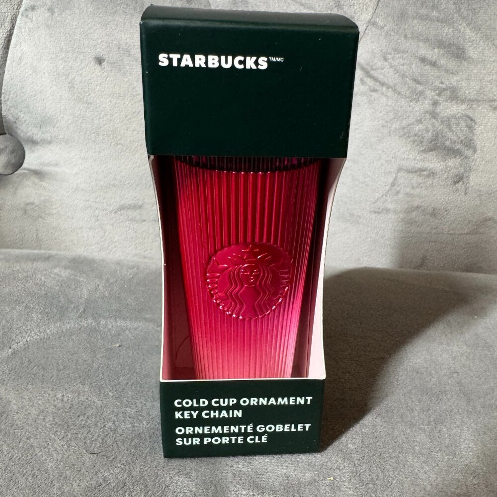 Starbucks 2024 Cold Cup‎ Ornament Keychain Pink Ombre NEW WITH BOX